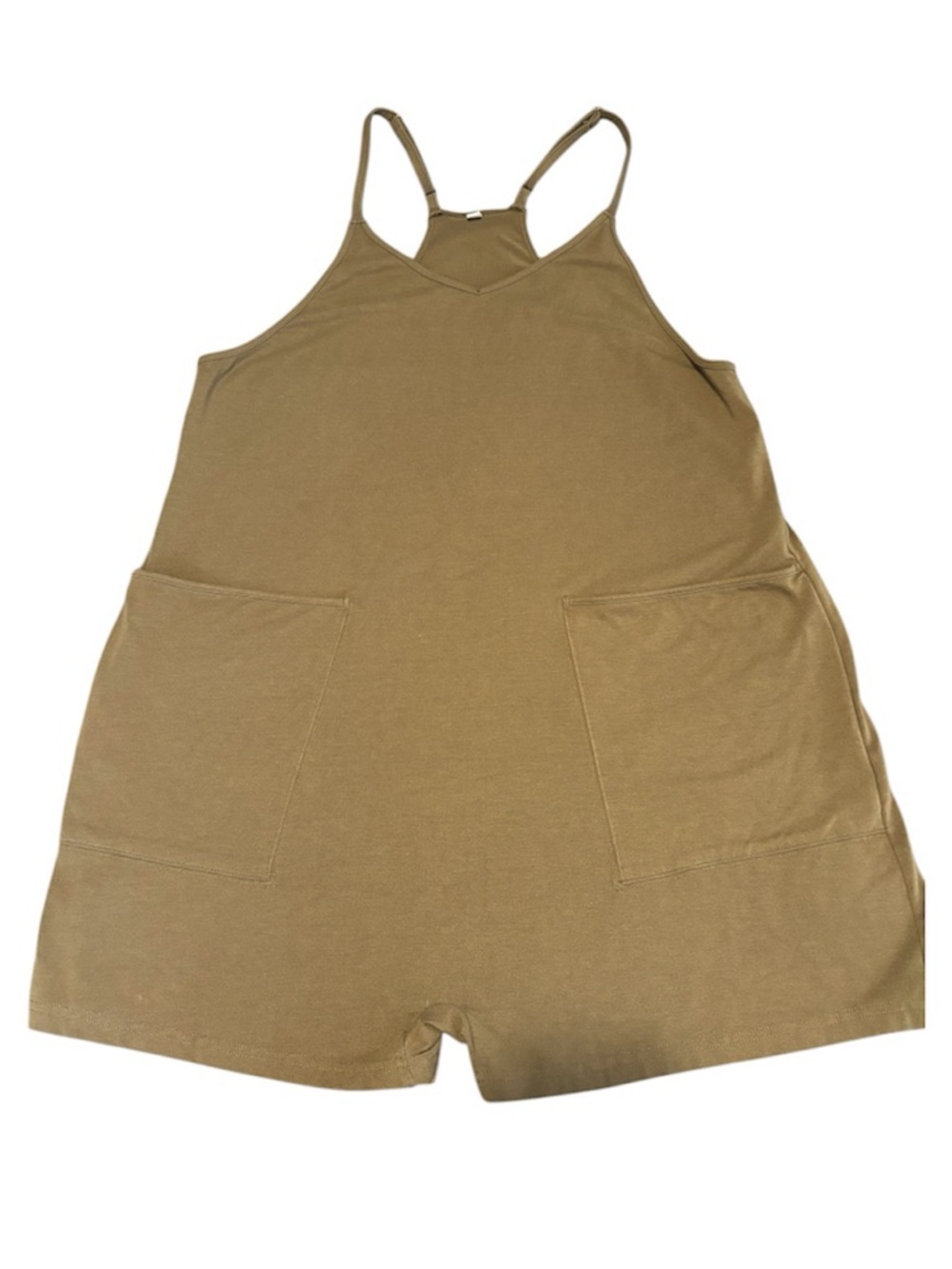 Casual Sleeveless Romper in Olive Tan